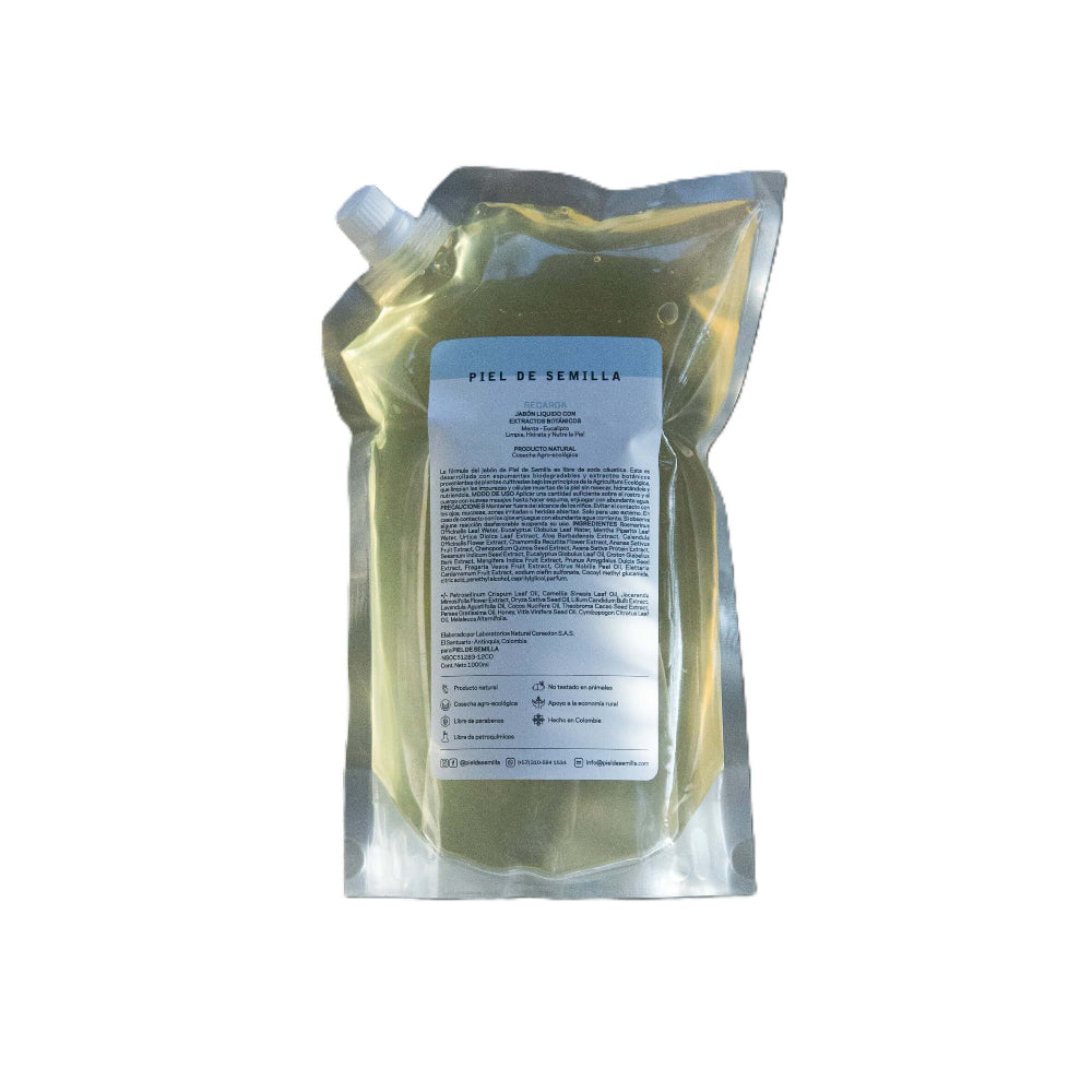 jabón natural de menta y eucalipto piel de semilla