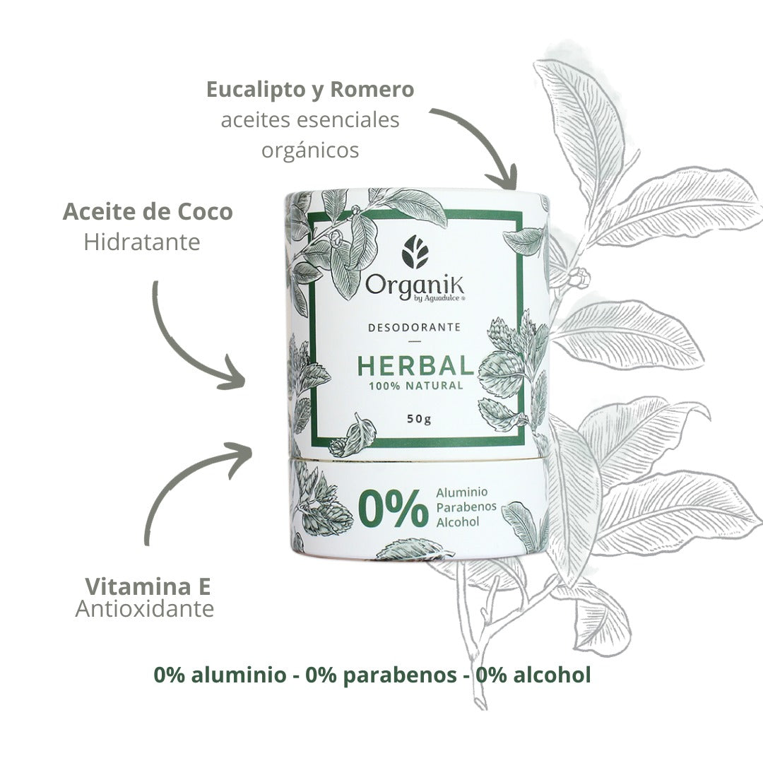 Desodorante natural en barra Herbal Organik by Agua Dulce