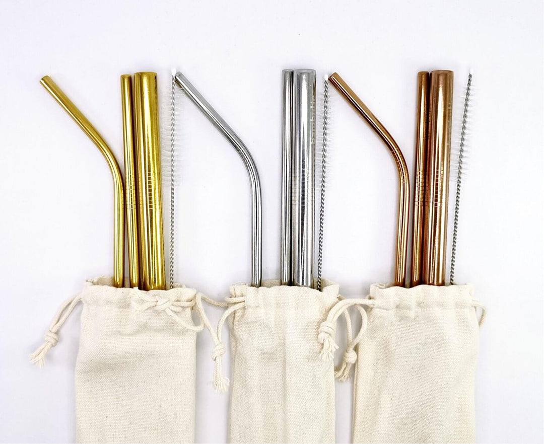 Set 3 pitillos metálicos reutilizables