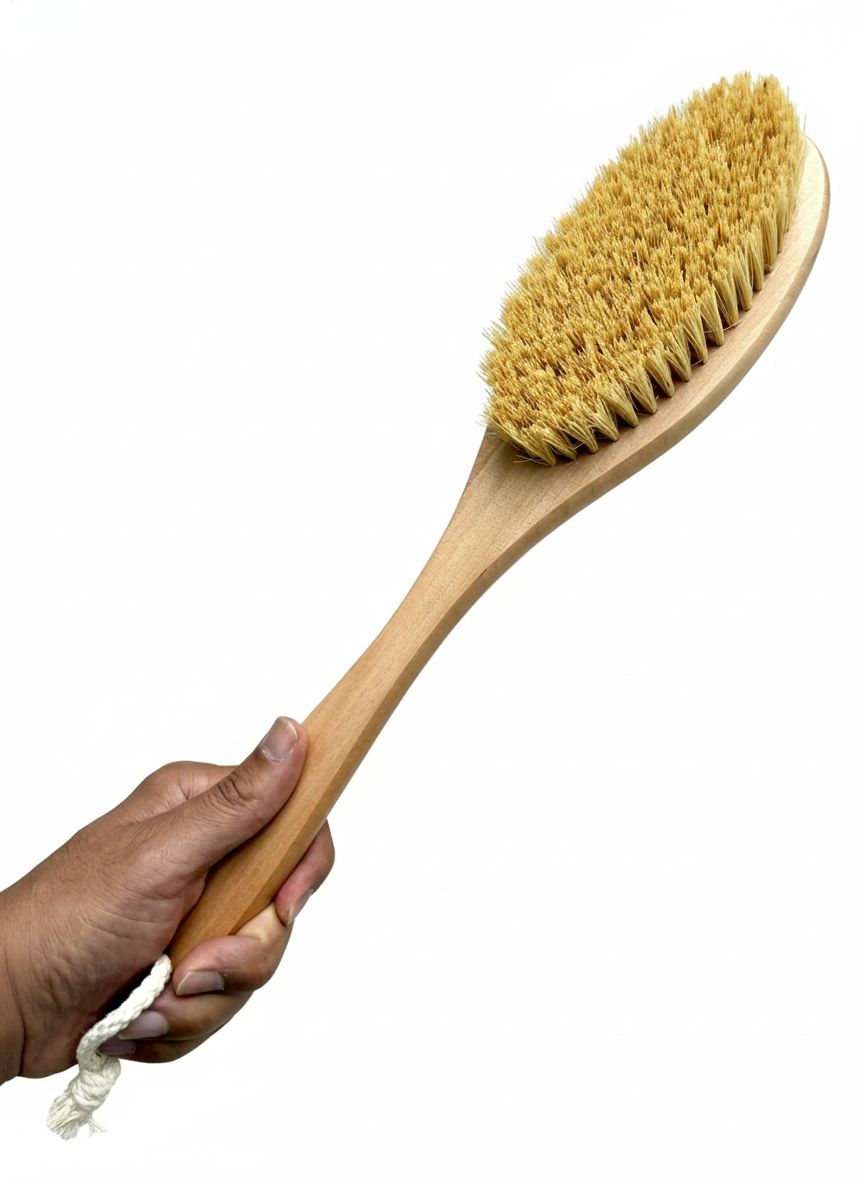 Cepillo para masaje en seco con mango y cerdas naturales