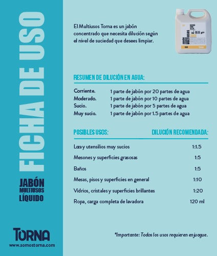 Jabón líquido multiusos TORNA galón 3.78L