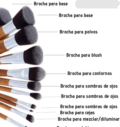 Brochas para maquillaje mango en bambú