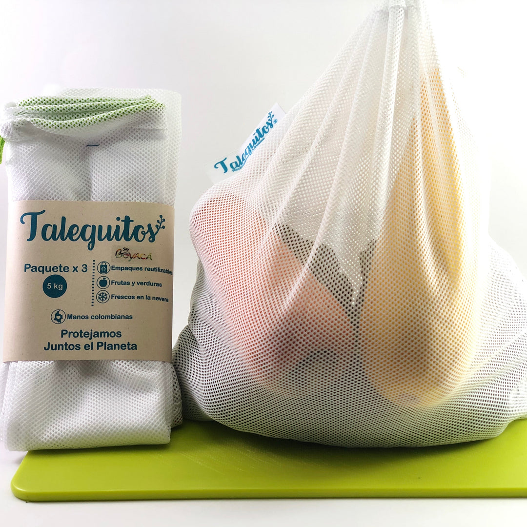 Malla bolsa reutilizable vegetales 5 unidades •